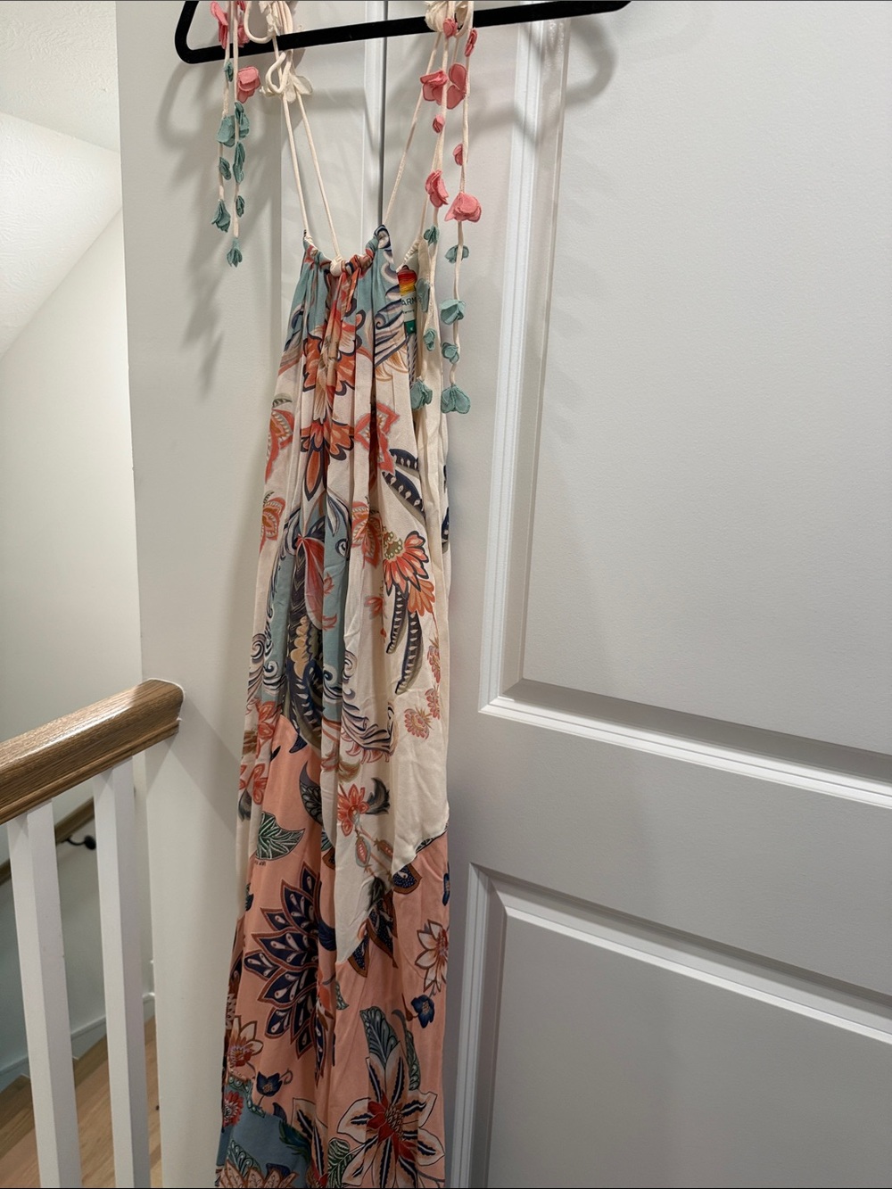 Farm Rio Boho Floral Delhi Mix Maxi Dress in Cream, Peach & Teal
